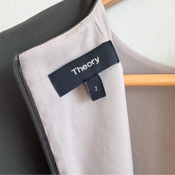 THEORY • Column Shift Dress in Green Slate - Picture 10 of 12